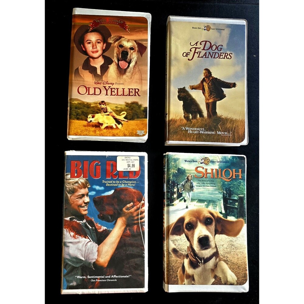 4 RARE Vintage Dog VHS Clamshell Movies For FAMILY Nostalgia.  Laugh and Cry.